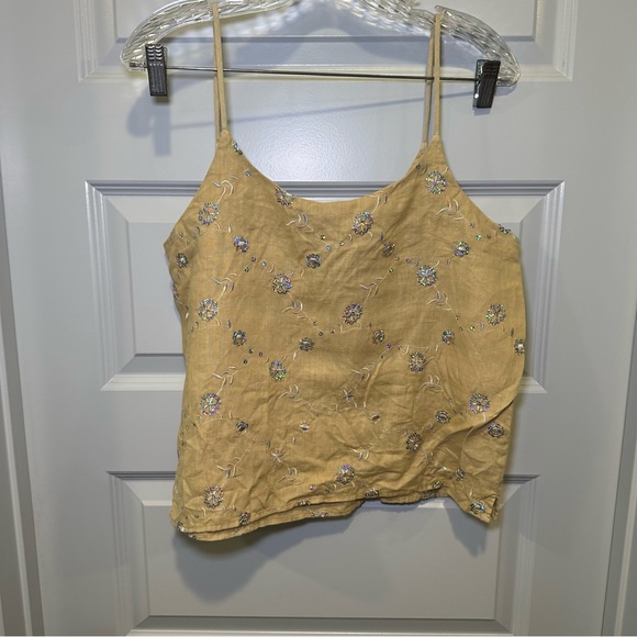 V. Sierra Mejico Tan-Yellow Embroidered/Sequin Tank size L - Picture 9 of 9